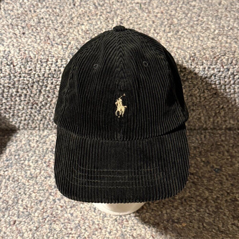 NWT Vintage Polo Ralph Lauren Corduroy Cap Leather Strap 100% Cotton OSFA